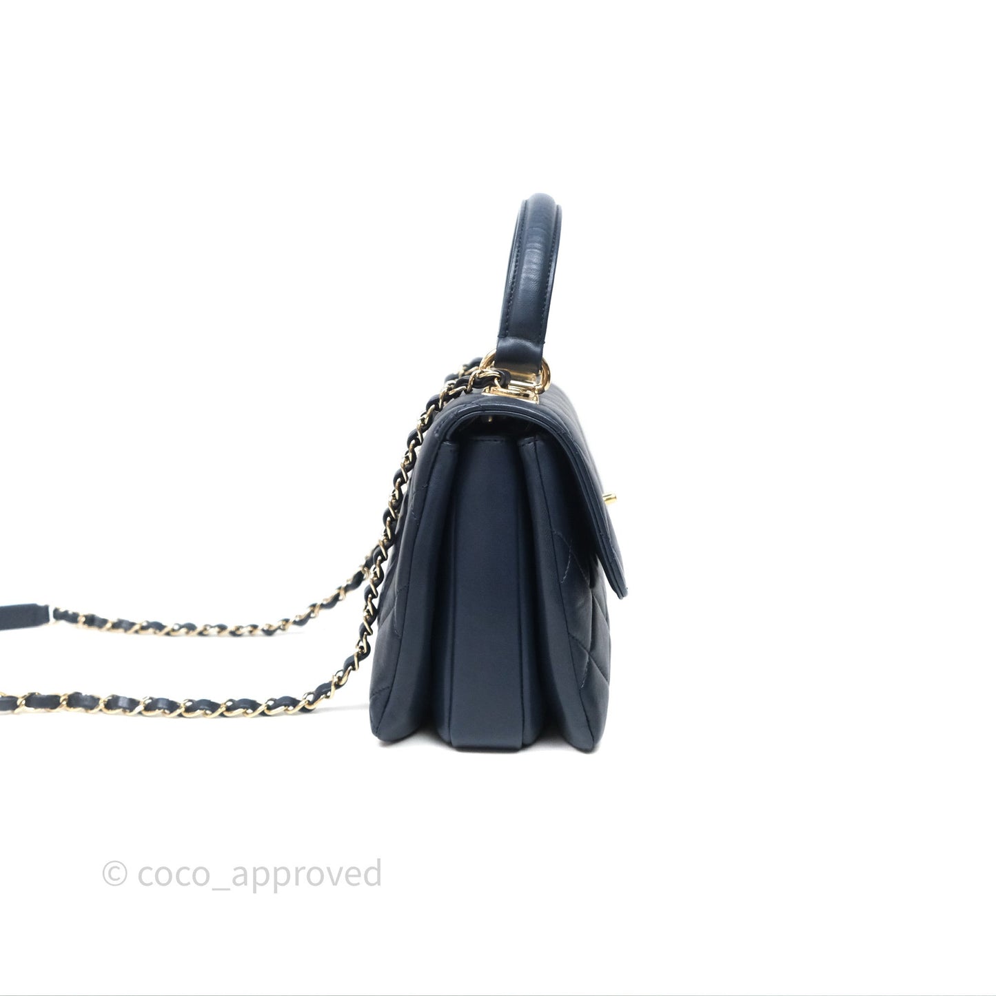 Chanel Small Trendy CC Navy Lambskin Gold Hardware