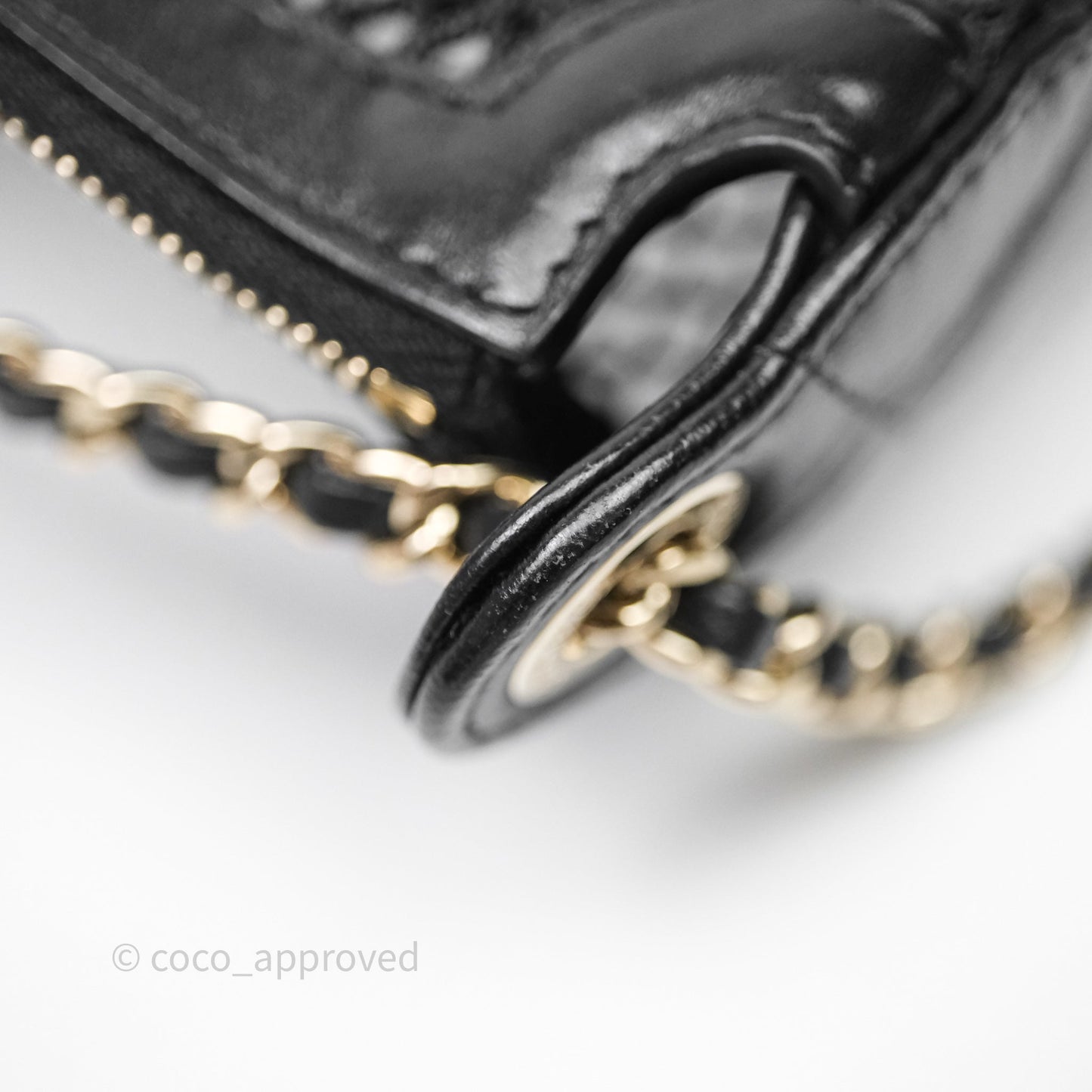 Chanel Mesh Clutch With Chain Black Shiny Lambskin Gold Hardware