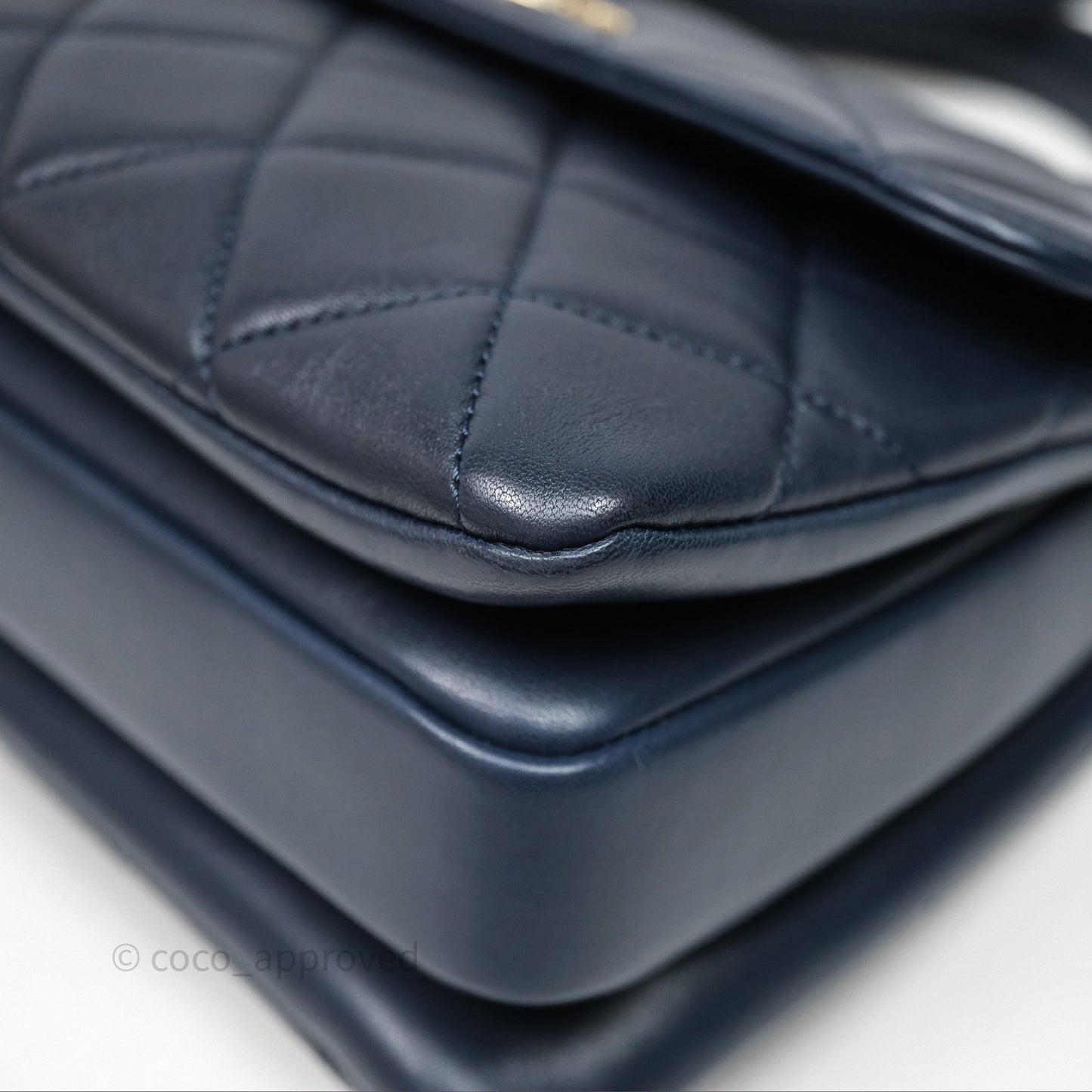 Chanel Small Trendy CC Navy Lambskin Gold Hardware