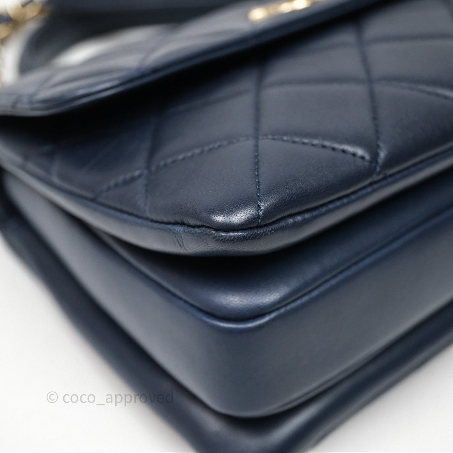 Chanel Small Trendy CC Navy Lambskin Gold Hardware