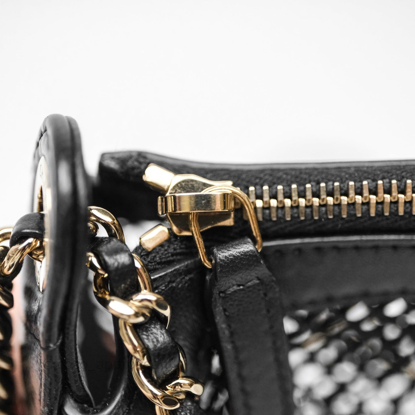 Chanel Mesh Clutch With Chain Black Shiny Lambskin Gold Hardware