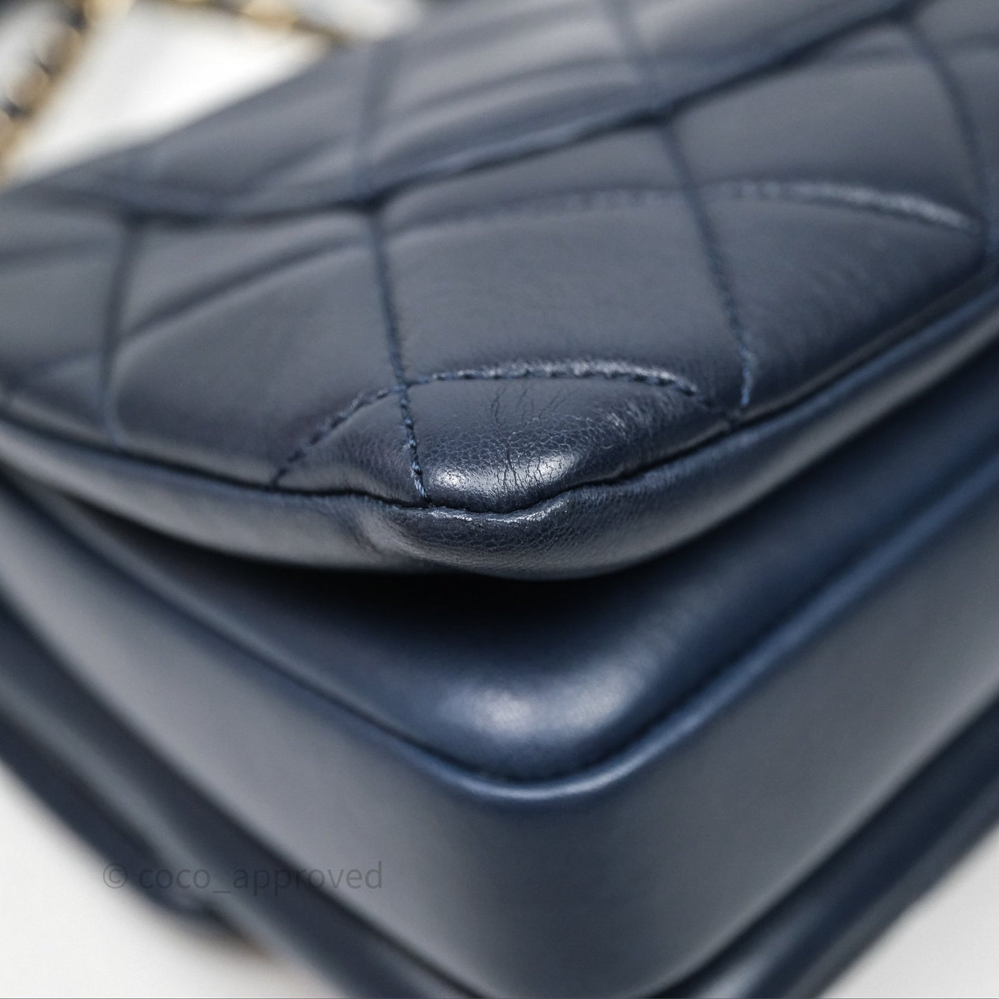 Chanel Small Trendy CC Navy Lambskin Gold Hardware