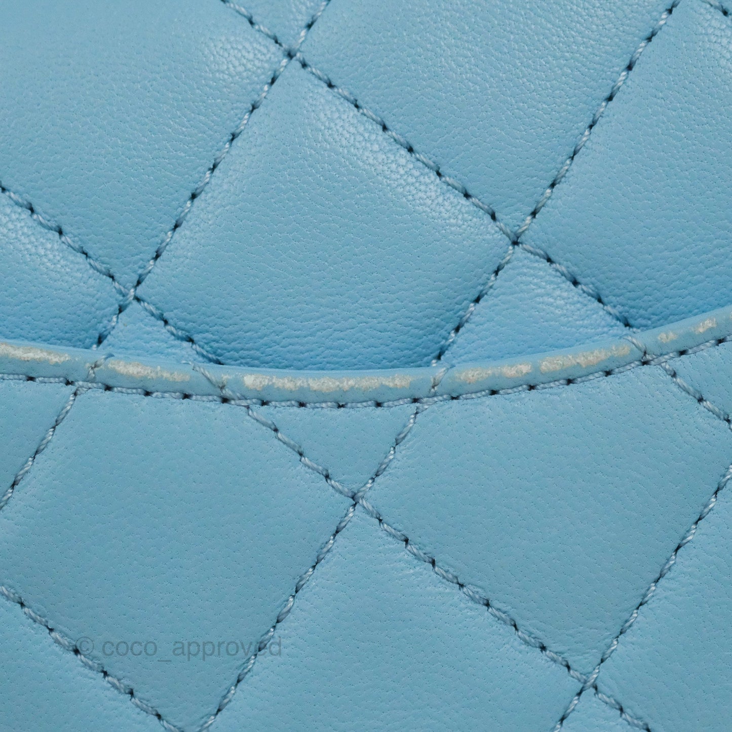 Chanel Mini Square Pearl Crush Light Blue Lambskin Aged Gold Hardware