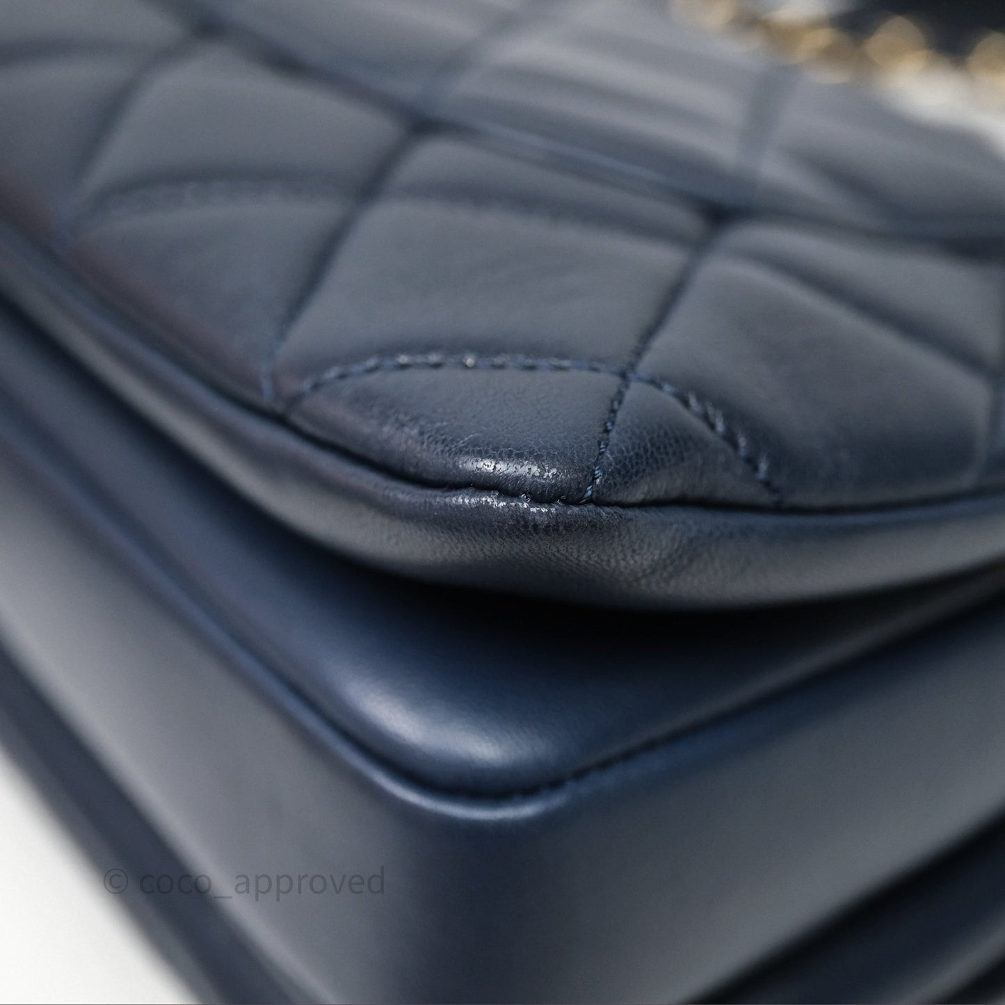 Chanel Small Trendy CC Navy Lambskin Gold Hardware