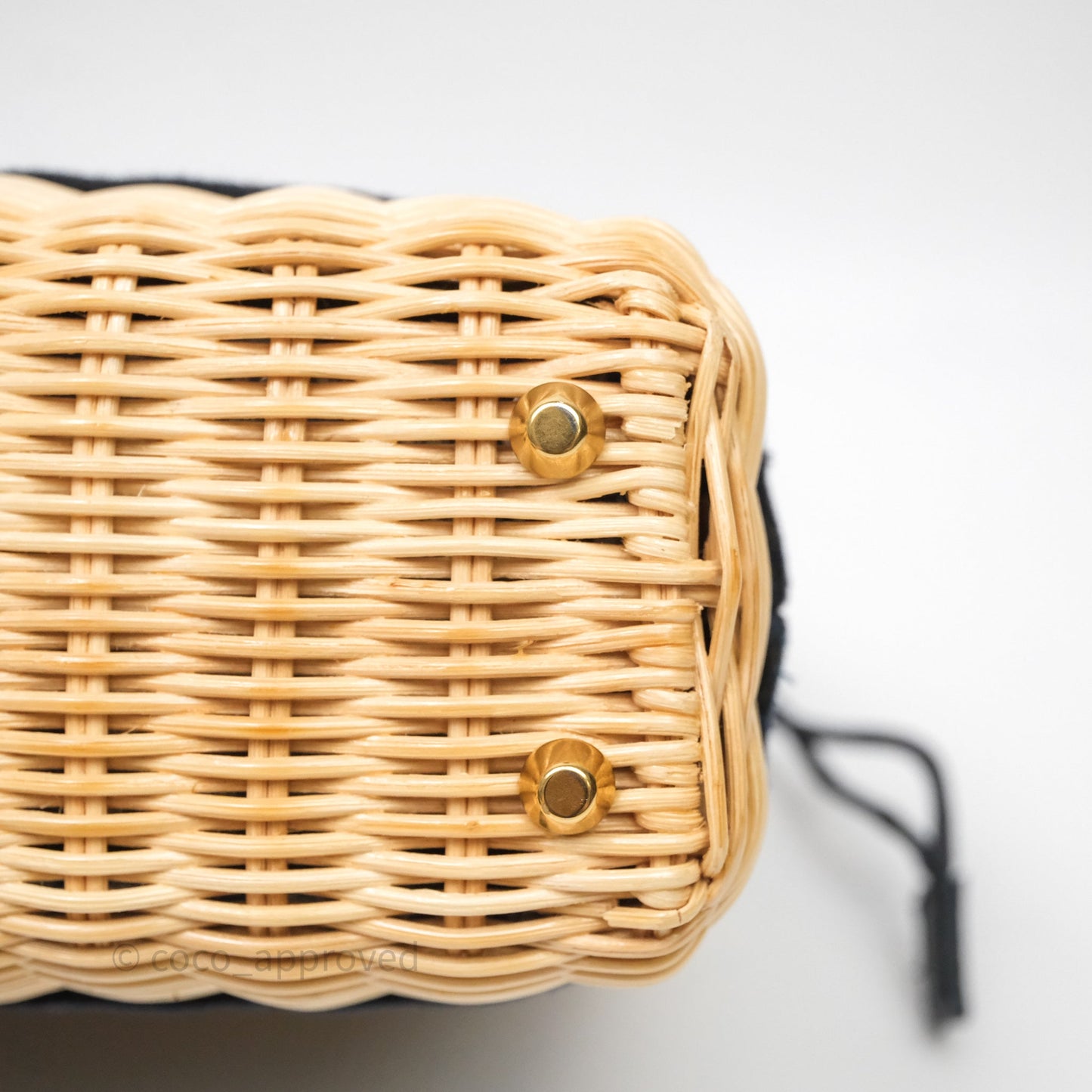 Christian Dior Small Lady Dior Natural Rattan and Blue Dior Oblique Jacquard