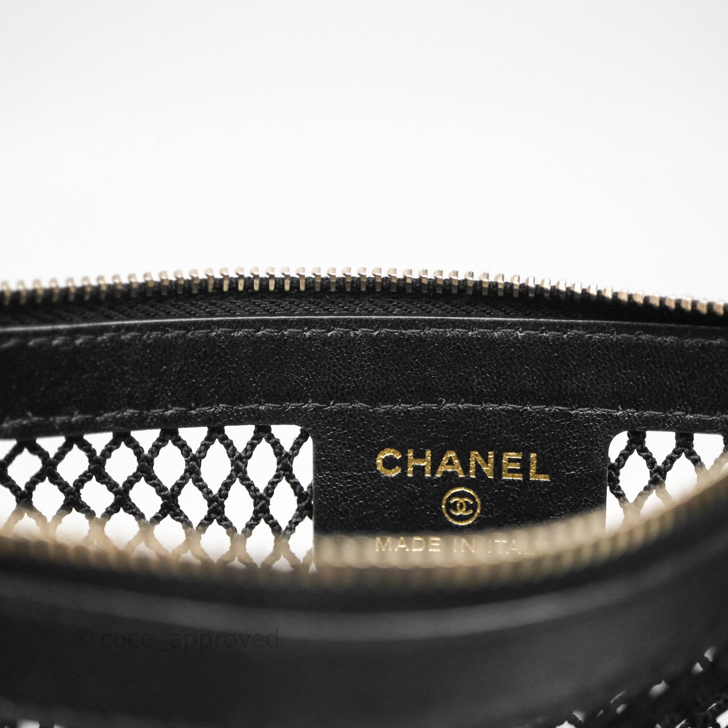 Chanel Mesh Clutch With Chain Black Shiny Lambskin Gold Hardware