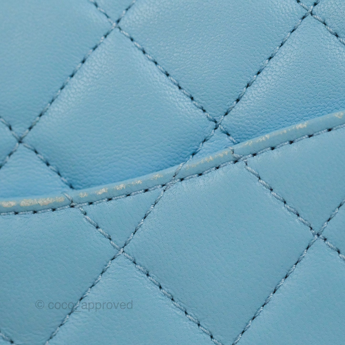 Chanel Mini Square Pearl Crush Light Blue Lambskin Aged Gold Hardware
