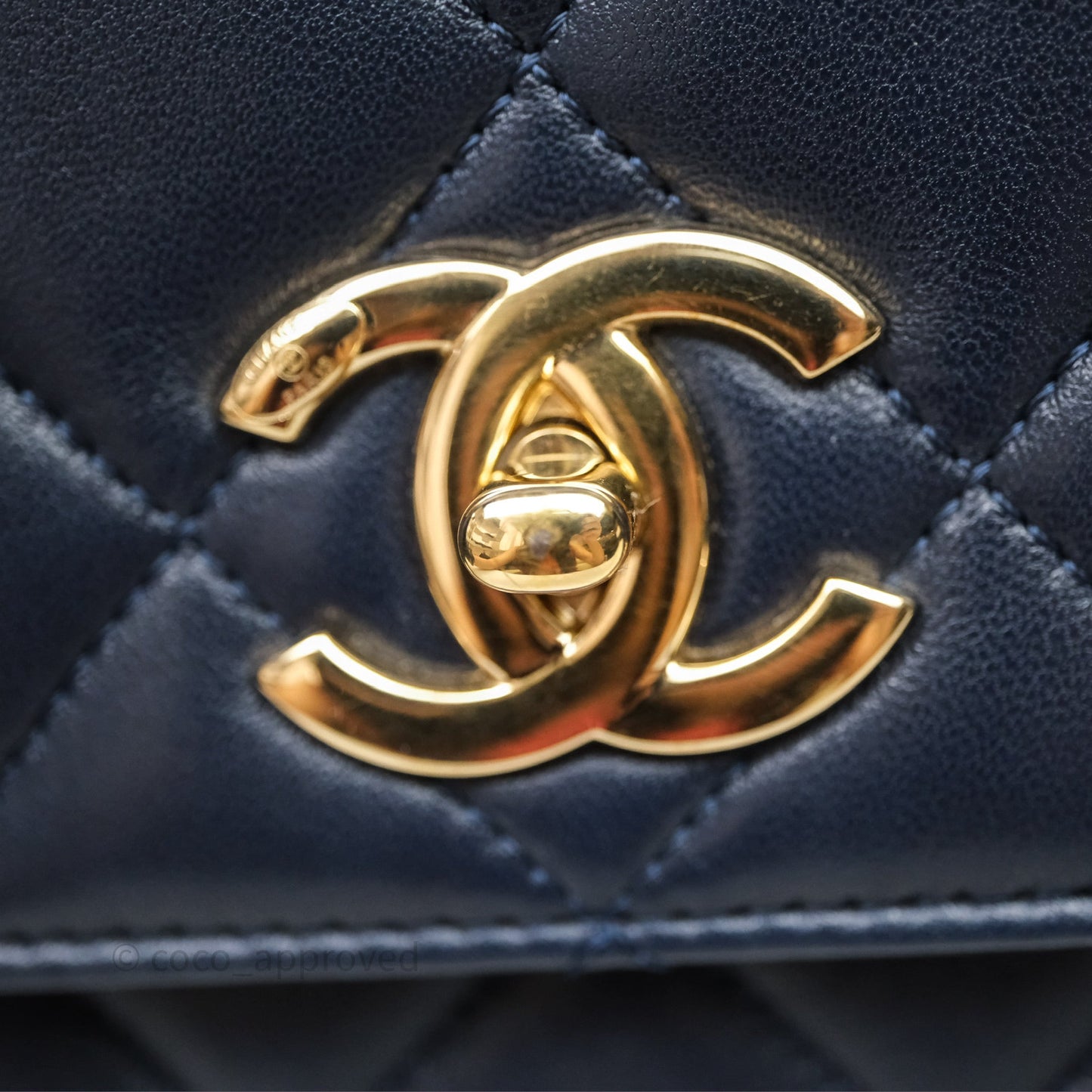 Chanel Small Trendy CC Navy Lambskin Gold Hardware