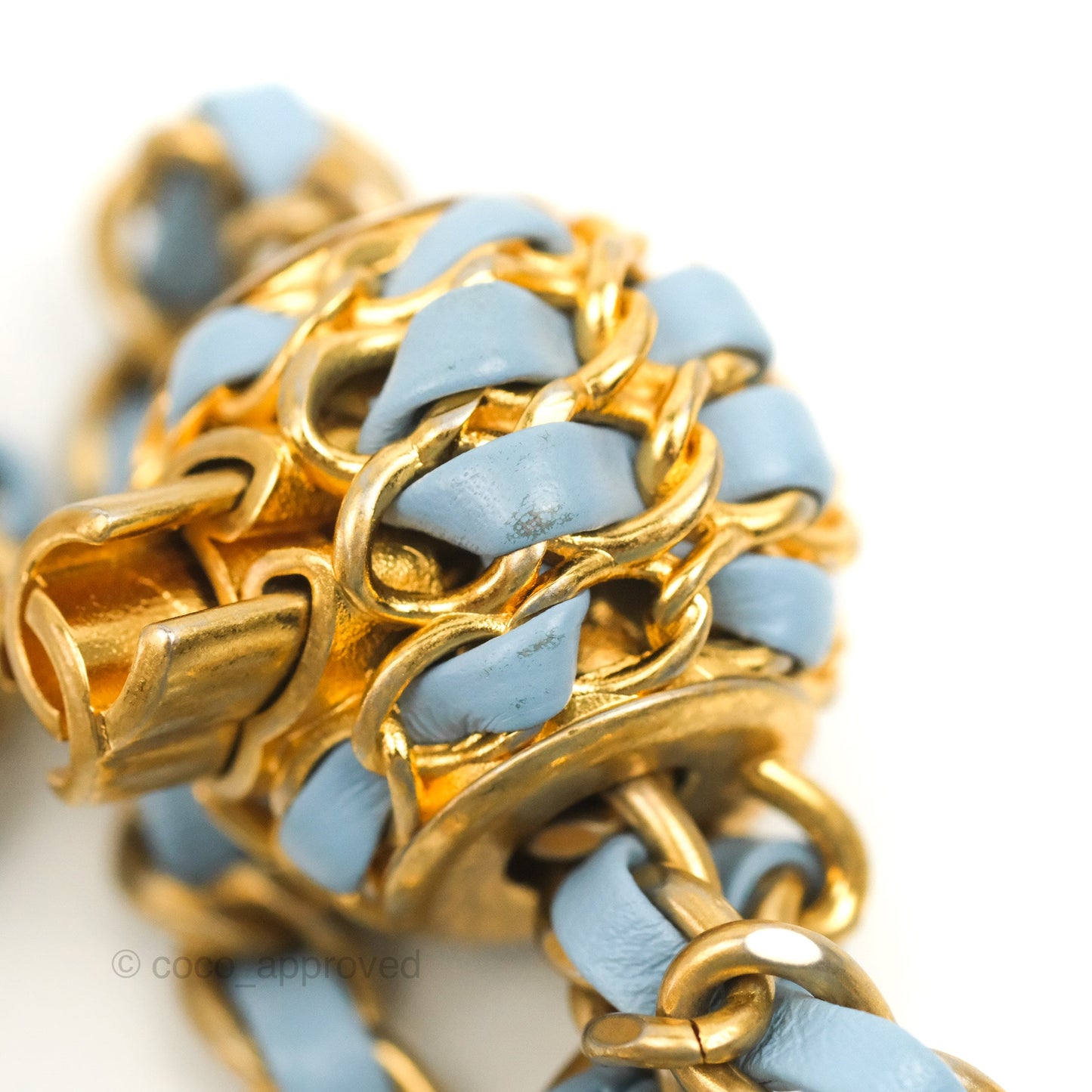 Chanel Mini Square Pearl Crush Light Blue Lambskin Aged Gold Hardware