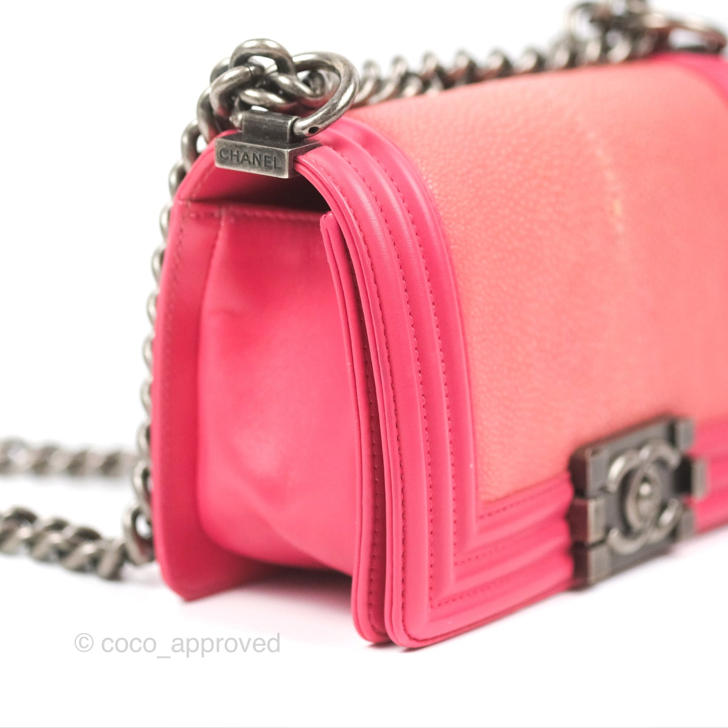 Chanel Small Boy Stingray Dark Pink Ruthenium Hardware
