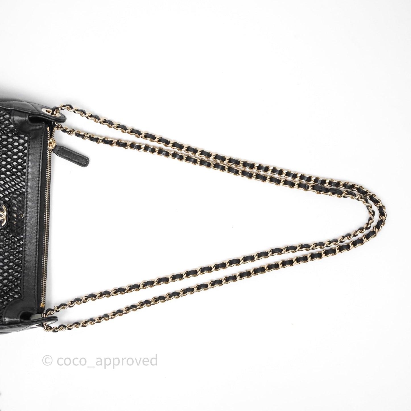 Chanel Mesh Clutch With Chain Black Shiny Lambskin Gold Hardware