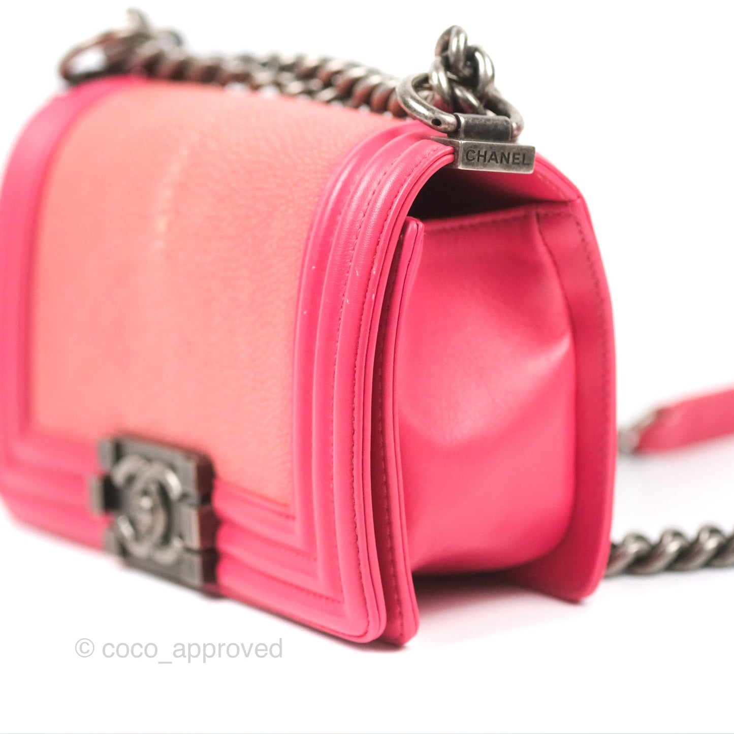 Chanel Small Boy Stingray Dark Pink Ruthenium Hardware