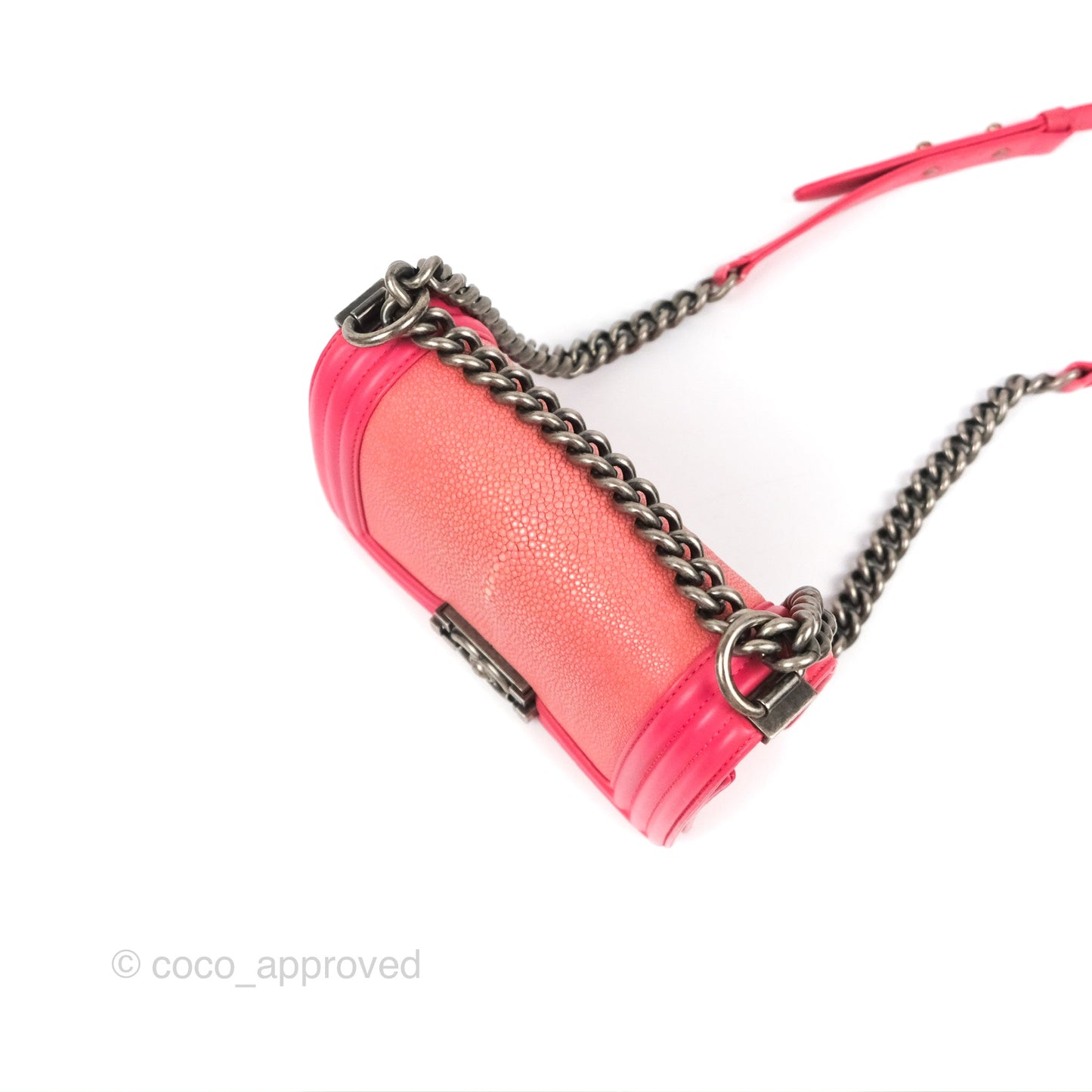 Chanel Small Boy Stingray Dark Pink Ruthenium Hardware