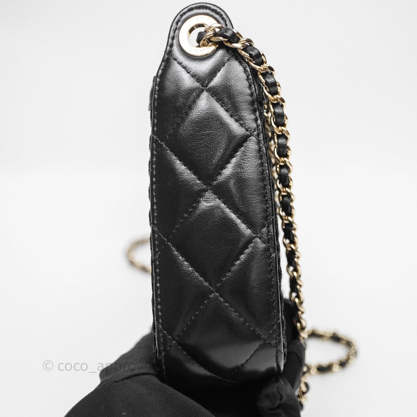 Chanel Mesh Clutch With Chain Black Shiny Lambskin Gold Hardware