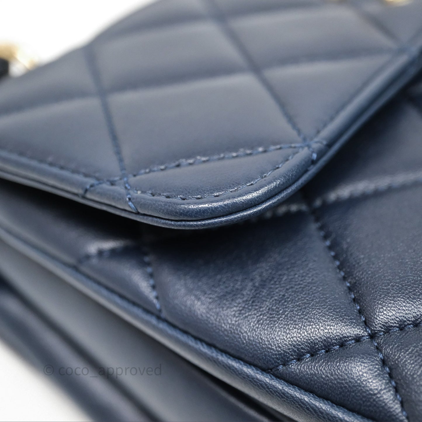 Chanel Small Trendy CC Navy Lambskin Gold Hardware