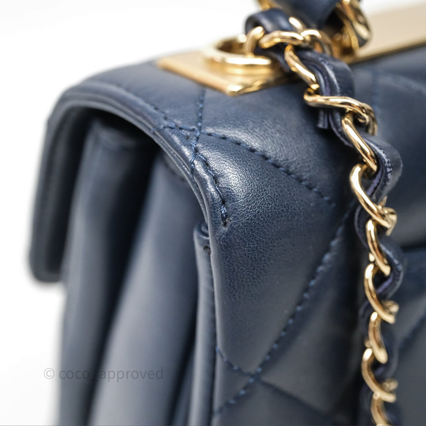 Chanel Small Trendy CC Navy Lambskin Gold Hardware