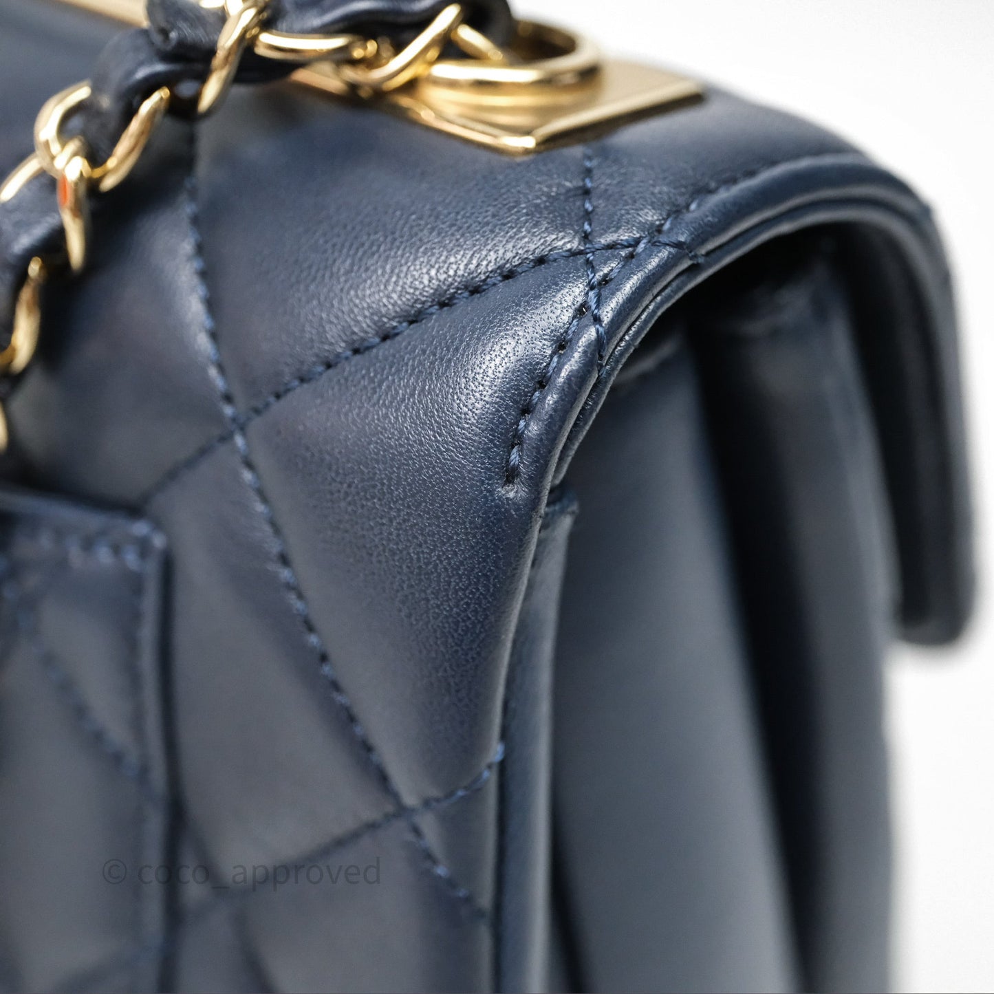 Chanel Small Trendy CC Navy Lambskin Gold Hardware