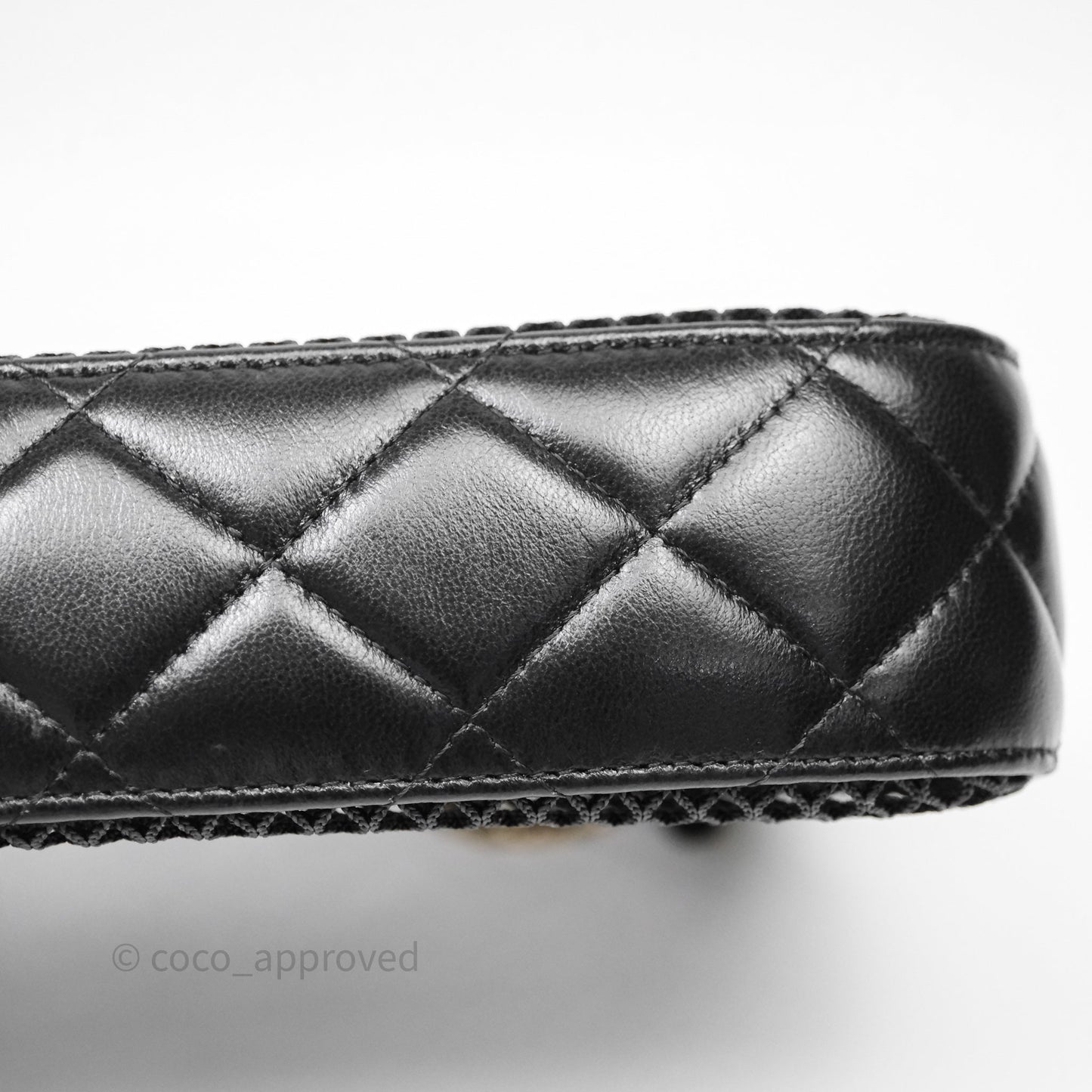 Chanel Mesh Clutch With Chain Black Shiny Lambskin Gold Hardware
