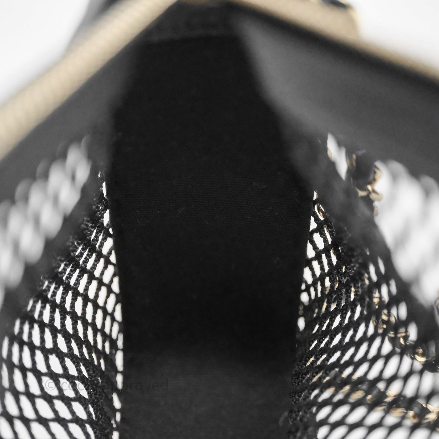 Chanel Mesh Clutch With Chain Black Shiny Lambskin Gold Hardware