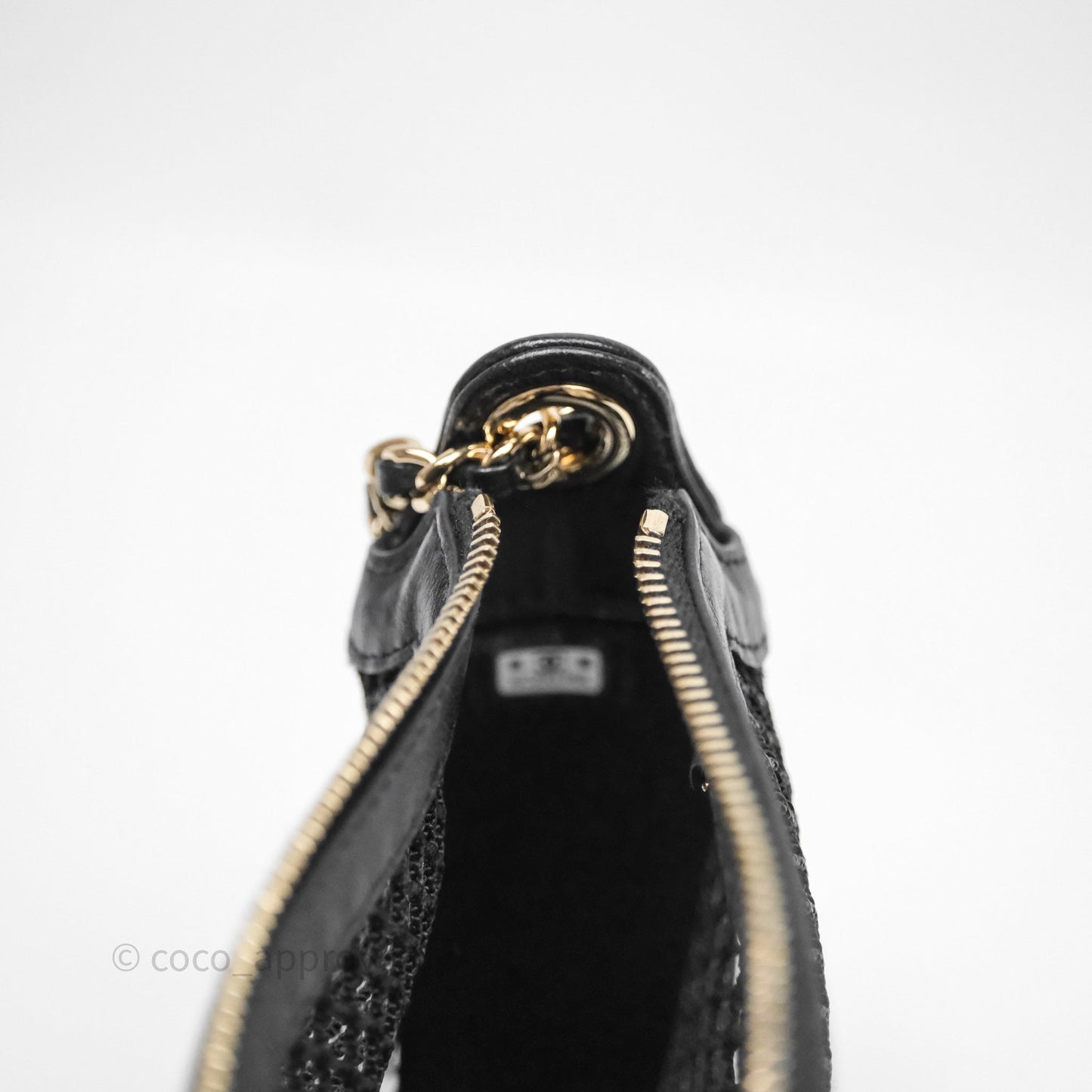 Chanel Mesh Clutch With Chain Black Shiny Lambskin Gold Hardware