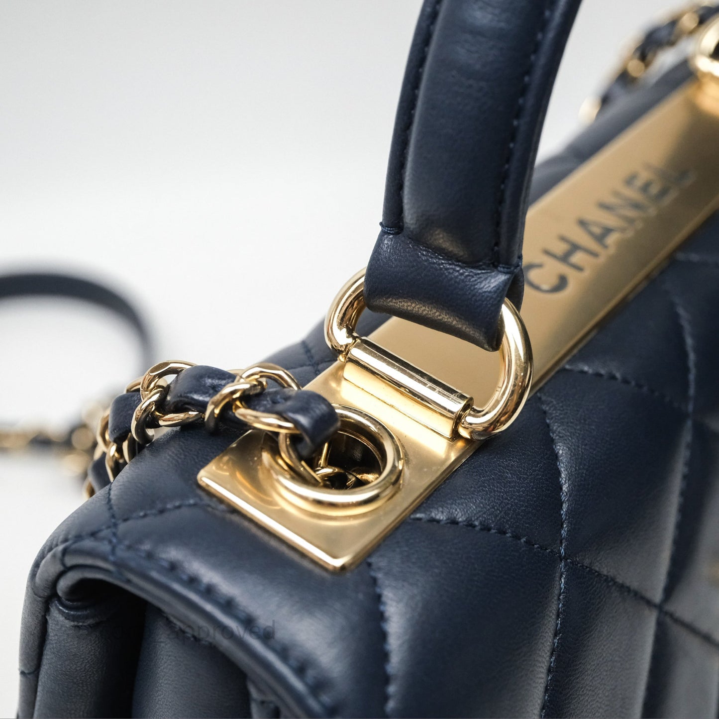 Chanel Small Trendy CC Navy Lambskin Gold Hardware
