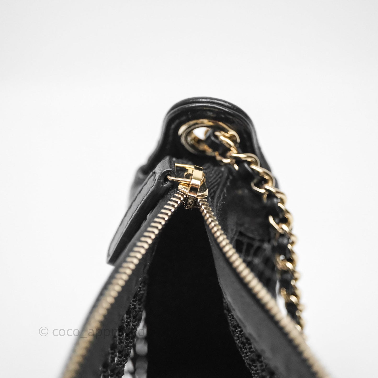 Chanel Mesh Clutch With Chain Black Shiny Lambskin Gold Hardware
