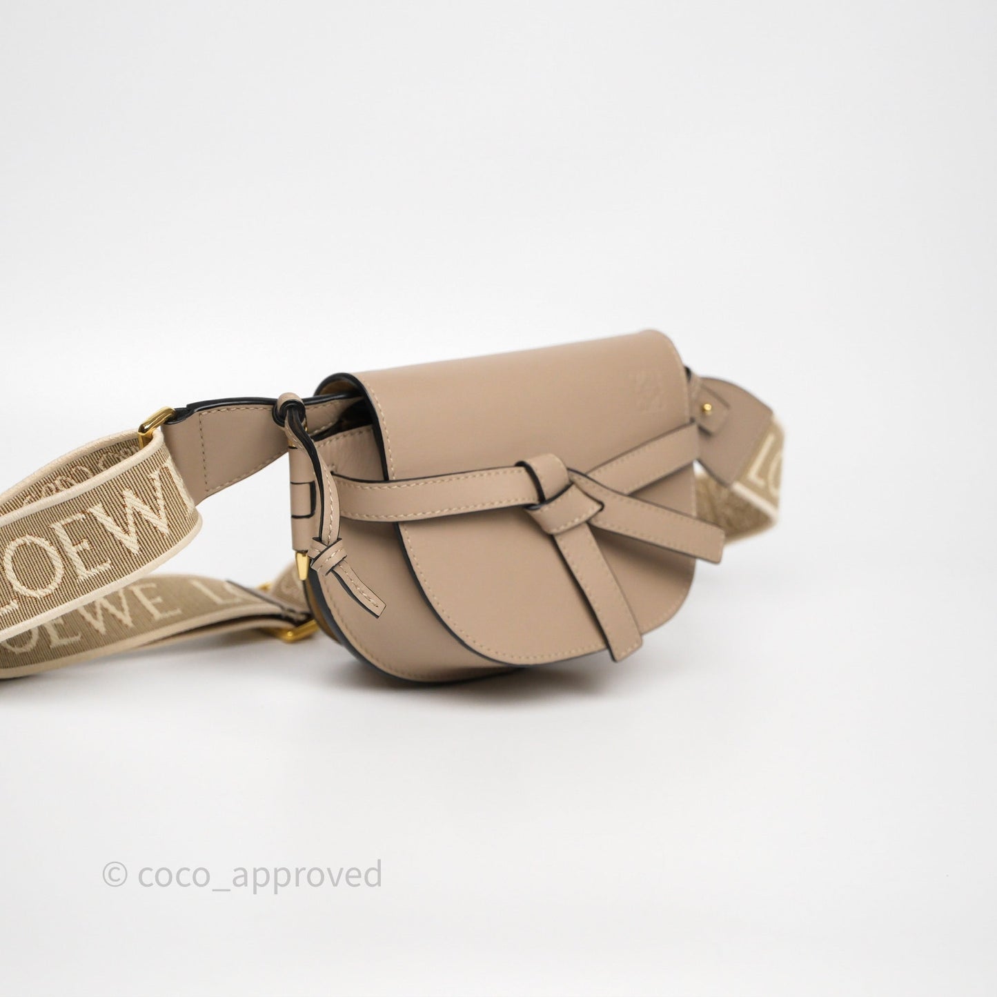 Loewe Mini Gate Dual Bag Beige Sand Soft Calfskin Jacquard Strap