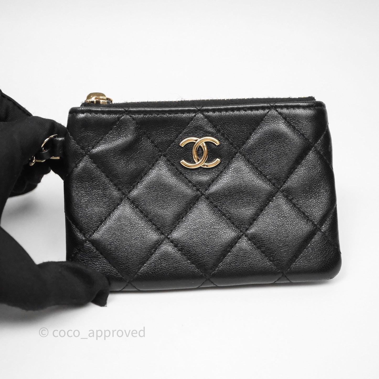 Chanel Mesh Clutch With Chain Black Shiny Lambskin Gold Hardware