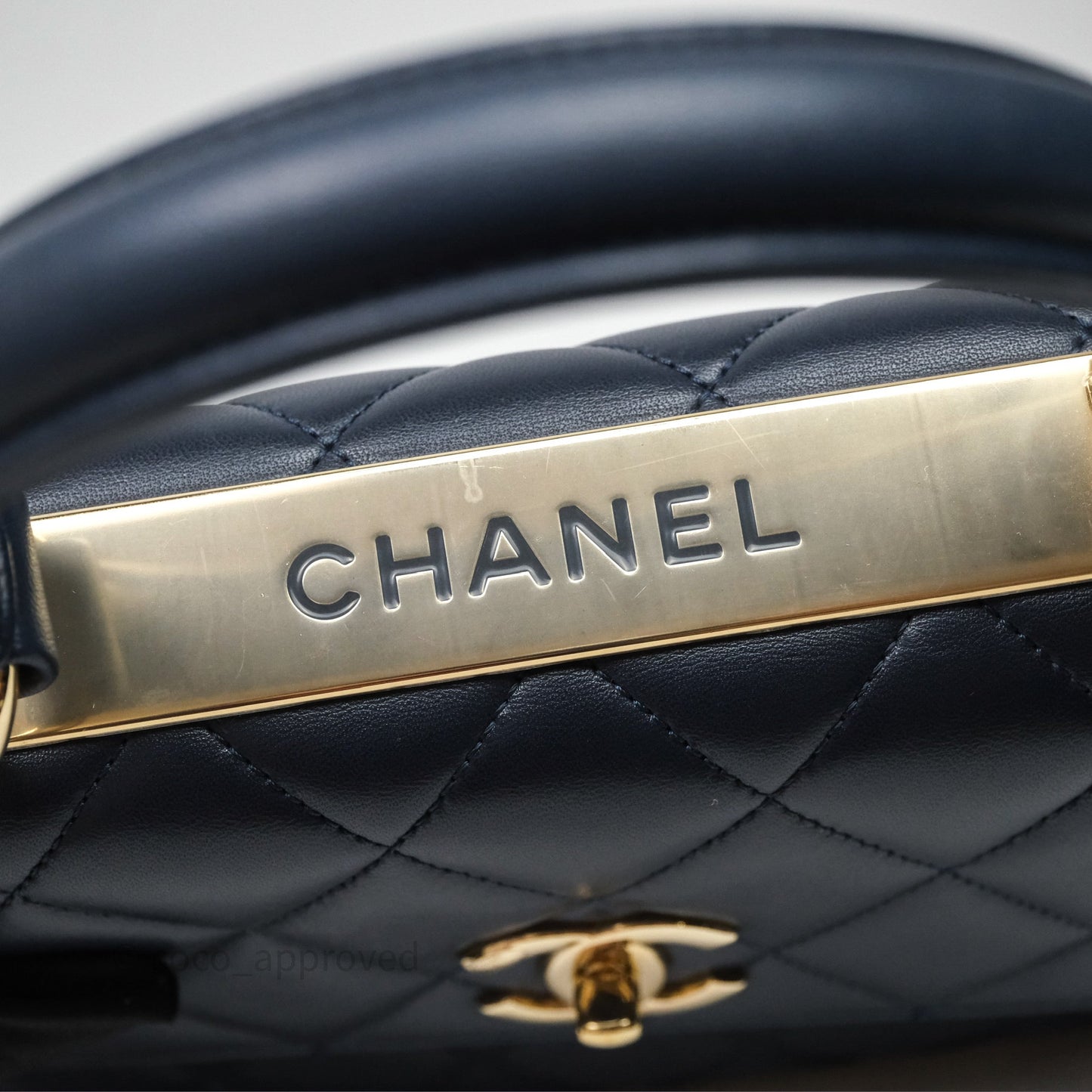 Chanel Small Trendy CC Navy Lambskin Gold Hardware