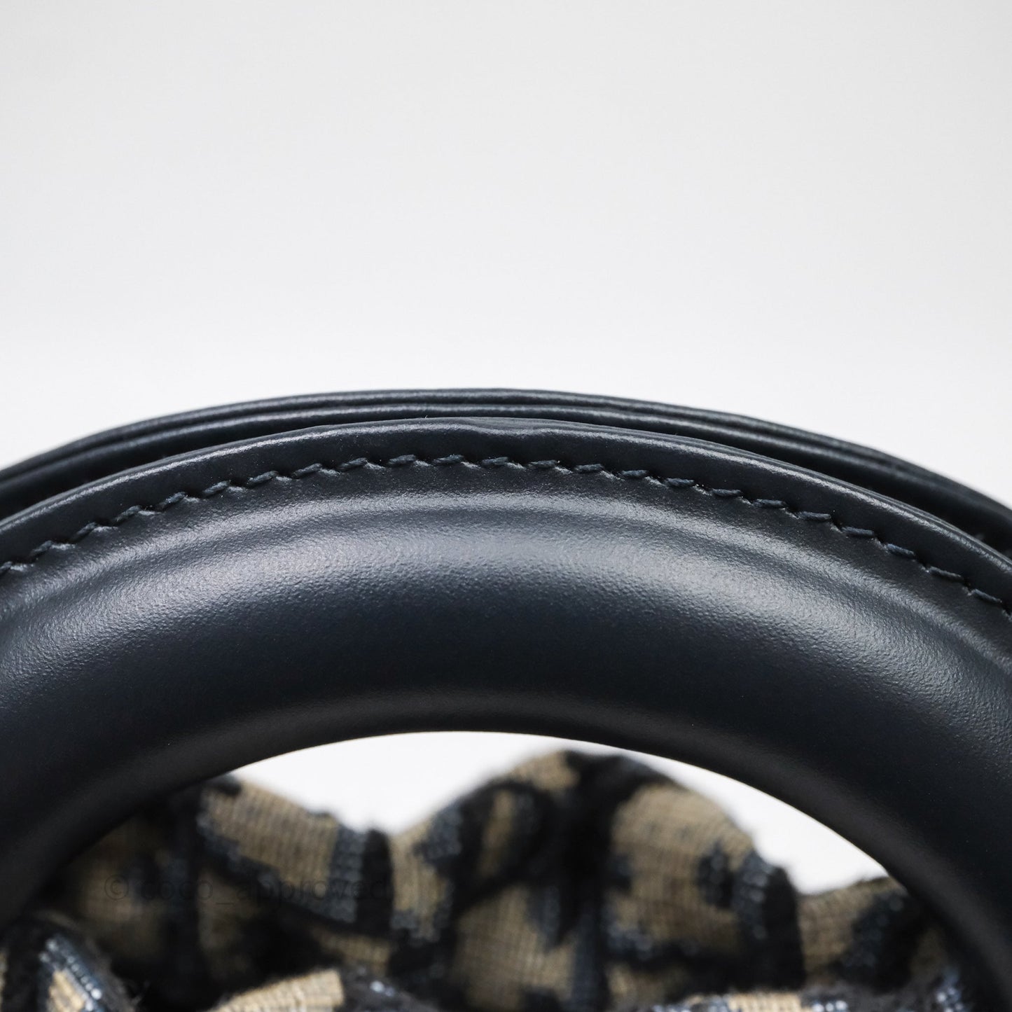 Christian Dior Small Lady Dior Natural Rattan and Blue Dior Oblique Jacquard