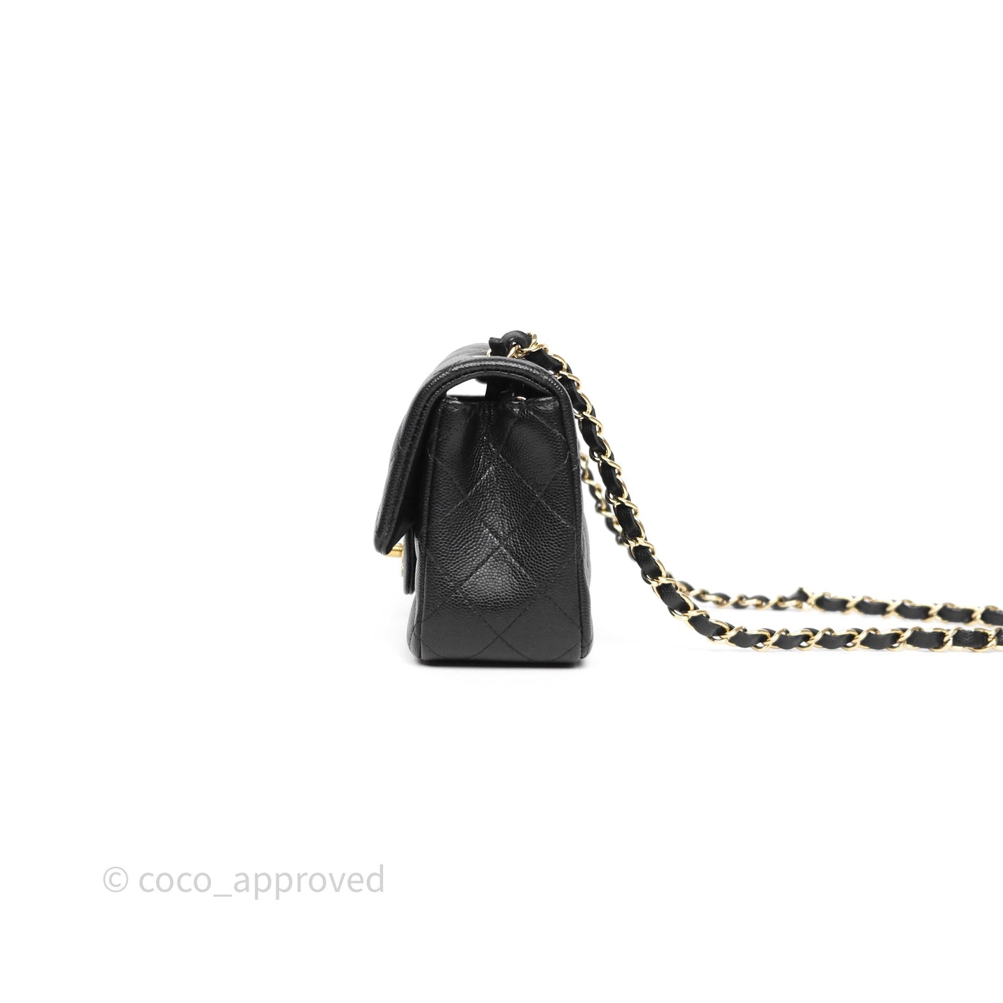 Chanel Mini Rectangular Flap Quilted Black Caviar Gold Hardware