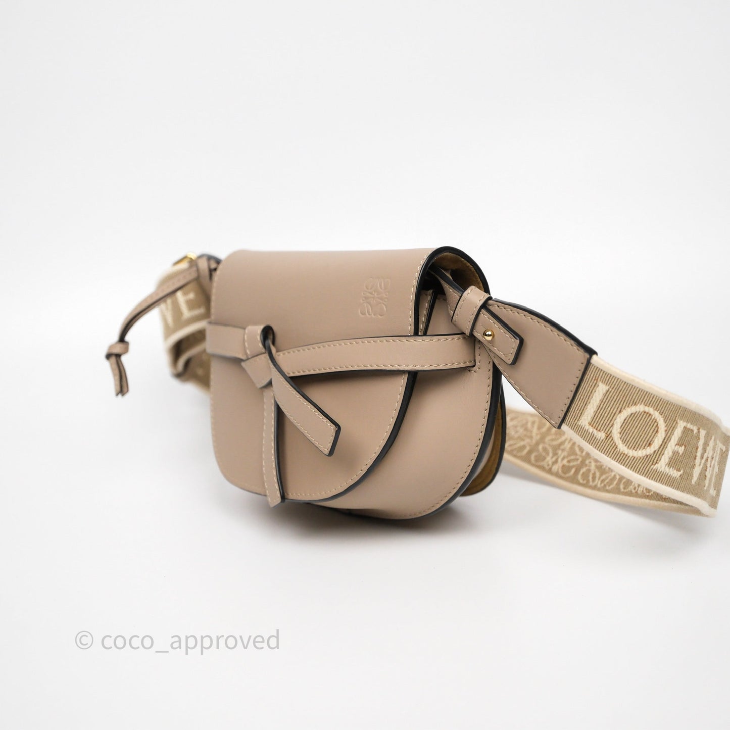 Loewe Mini Gate Dual Bag Beige Sand Soft Calfskin Jacquard Strap