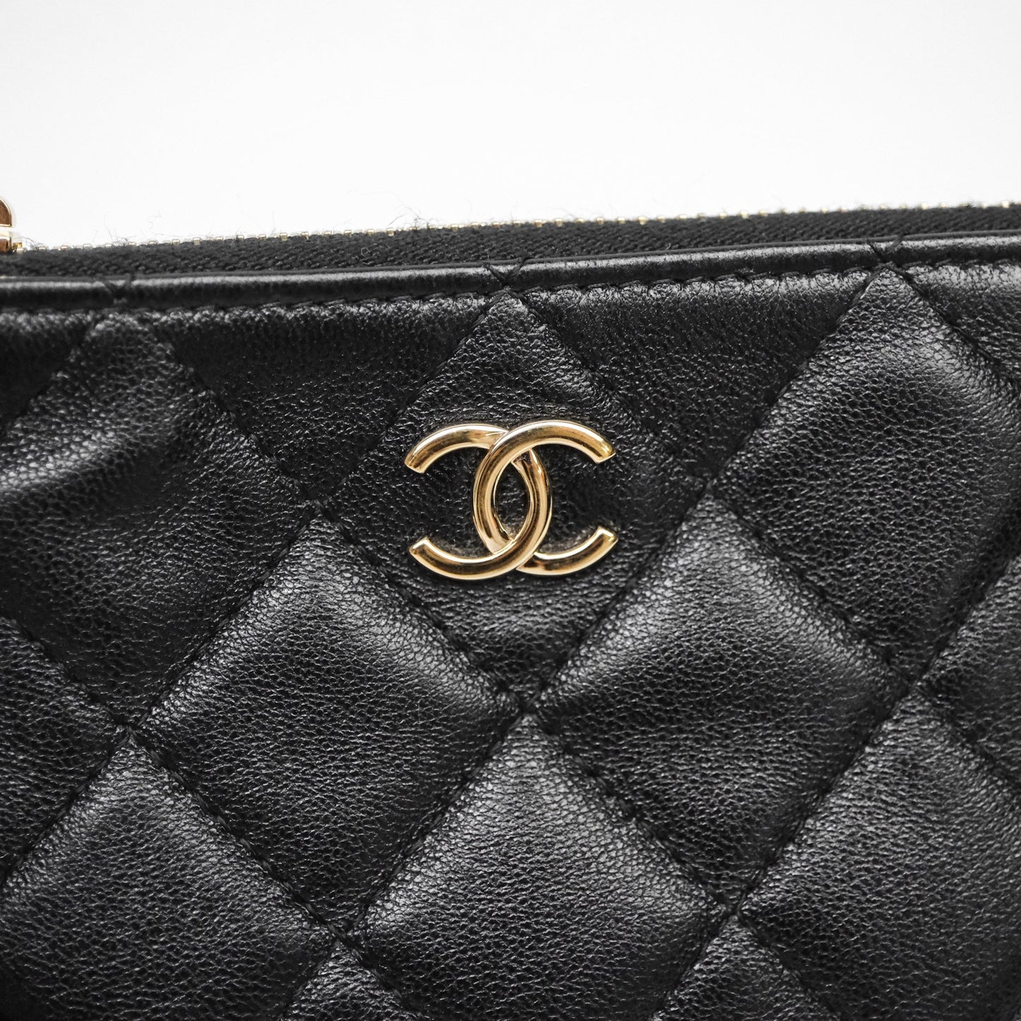 Chanel Mesh Clutch With Chain Black Shiny Lambskin Gold Hardware