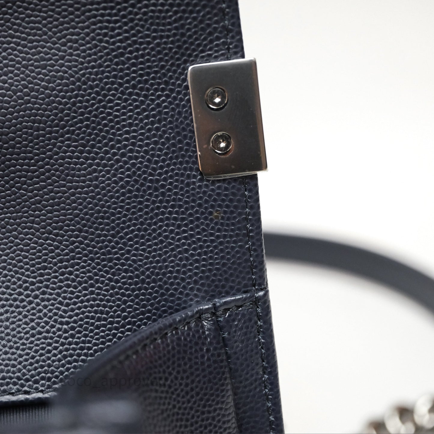 Chanel Medium Boy Chevron Dark Navy Caviar Silver Hardware