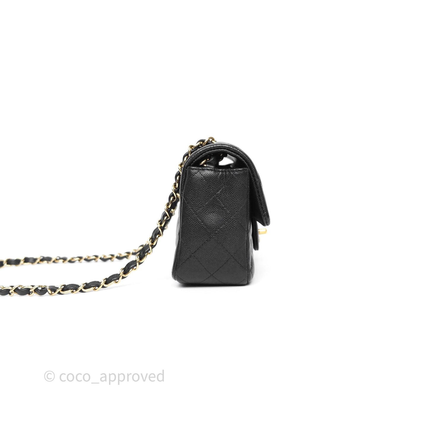Chanel Mini Rectangular Flap Quilted Black Caviar Gold Hardware