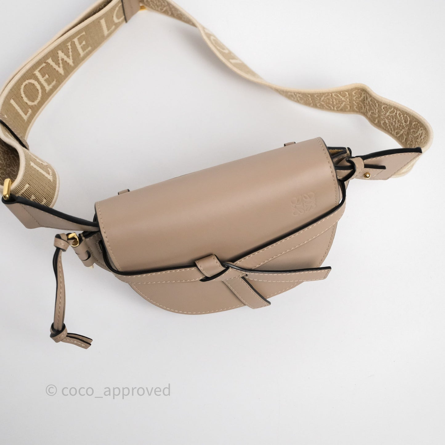 Loewe Mini Gate Dual Bag Beige Sand Soft Calfskin Jacquard Strap