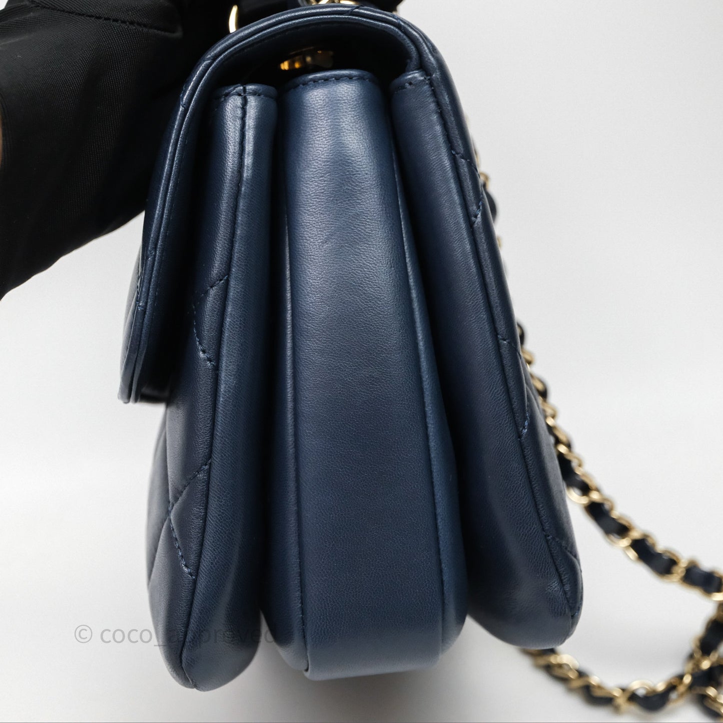 Chanel Small Trendy CC Navy Lambskin Gold Hardware