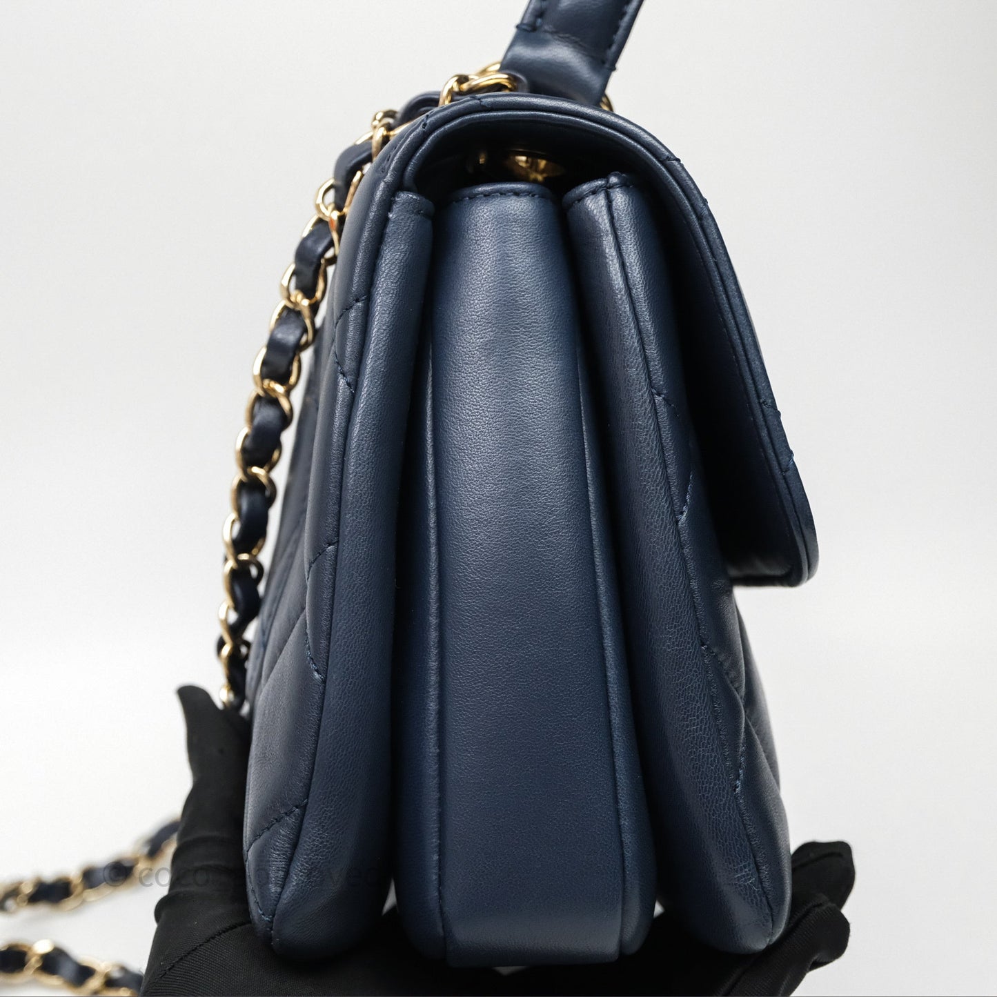 Chanel Small Trendy CC Navy Lambskin Gold Hardware