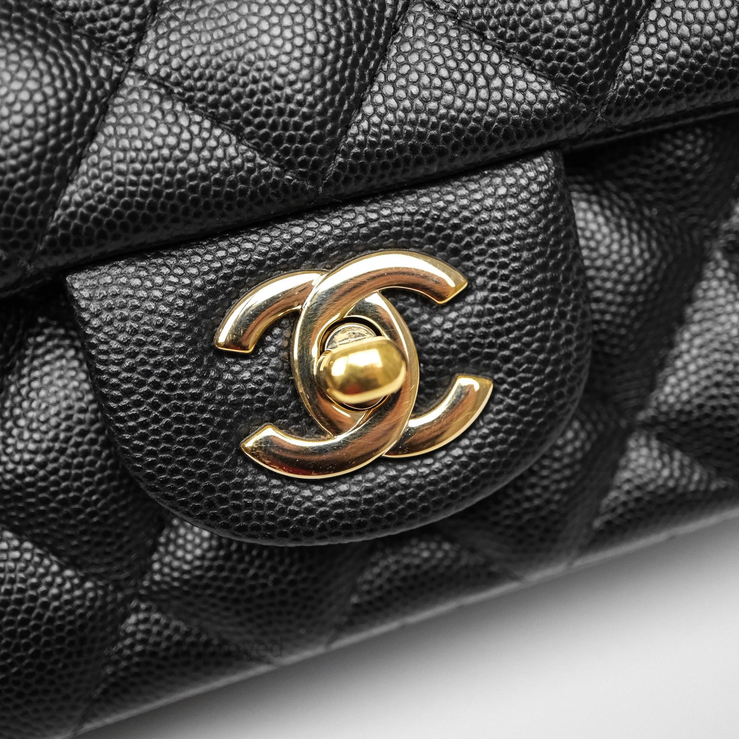 Chanel Mini Rectangular Flap Quilted Black Caviar Gold Hardware