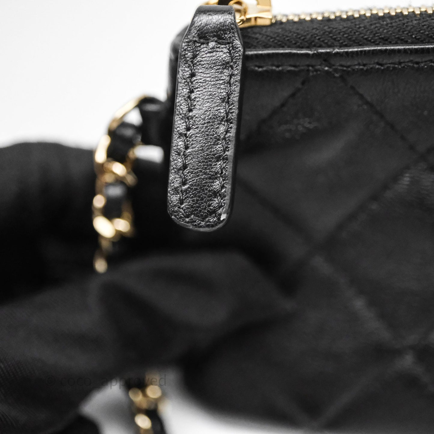 Chanel Mesh Clutch With Chain Black Shiny Lambskin Gold Hardware