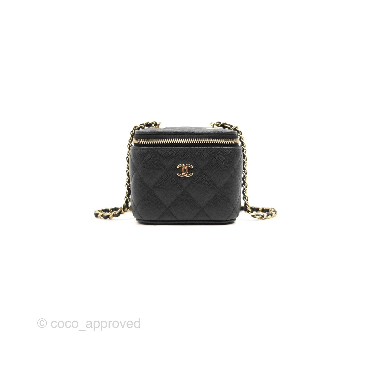 Chanel Mini Vanity With Chain Black Caviar Gold Hardware