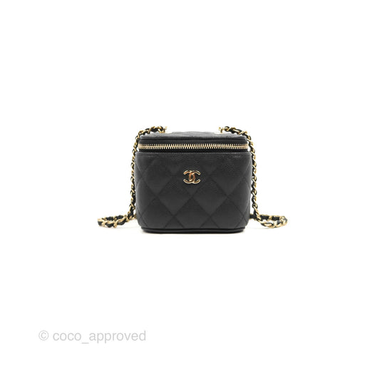 Chanel Mini Vanity With Chain Black Caviar Gold Hardware