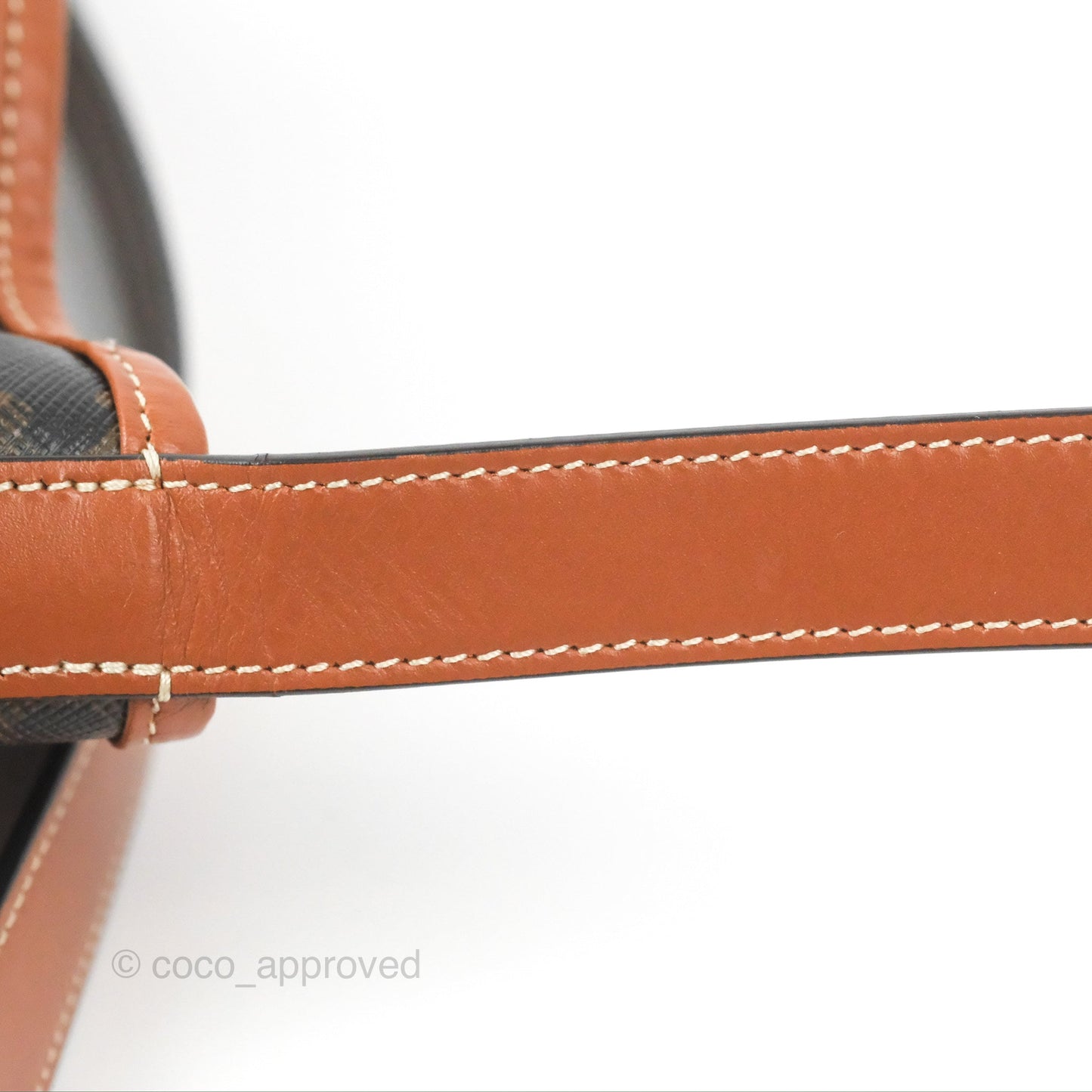 Celine Small Drawstring Bag Triomphe Canvas Tan Calfskin