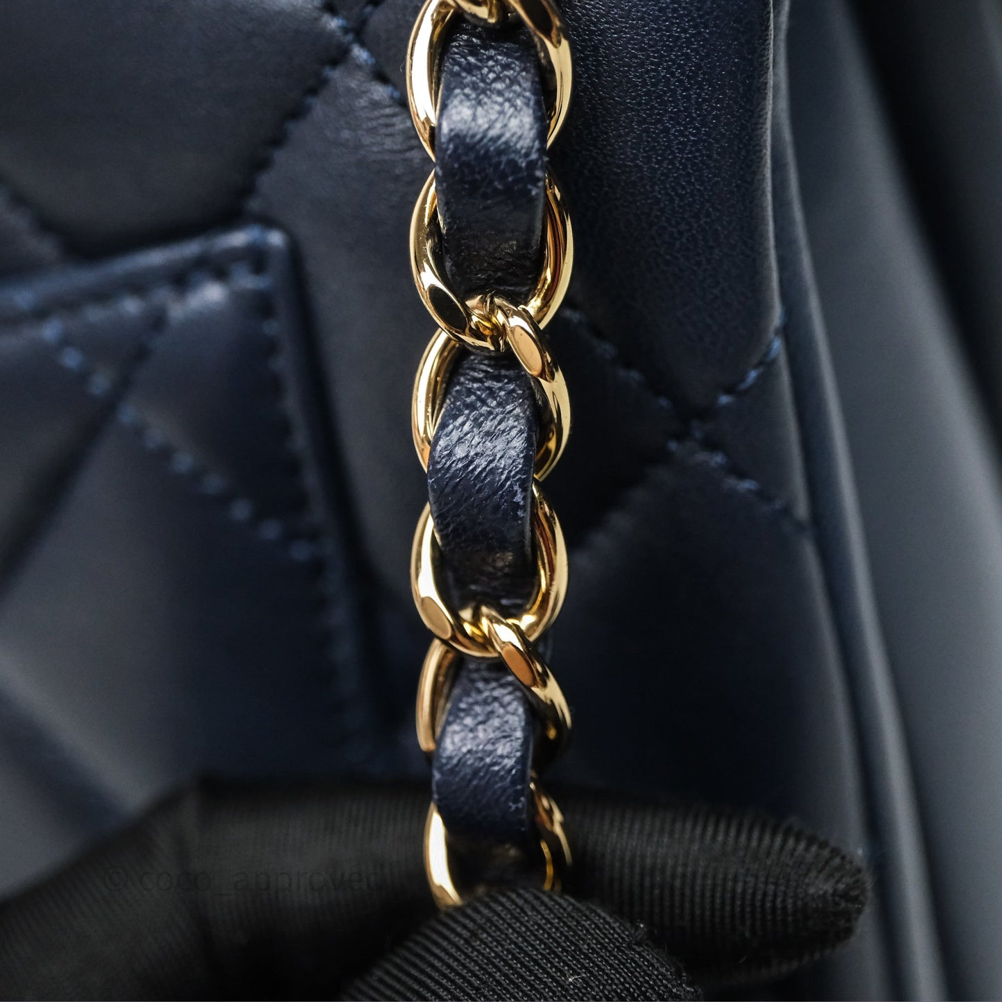Chanel Small Trendy CC Navy Lambskin Gold Hardware