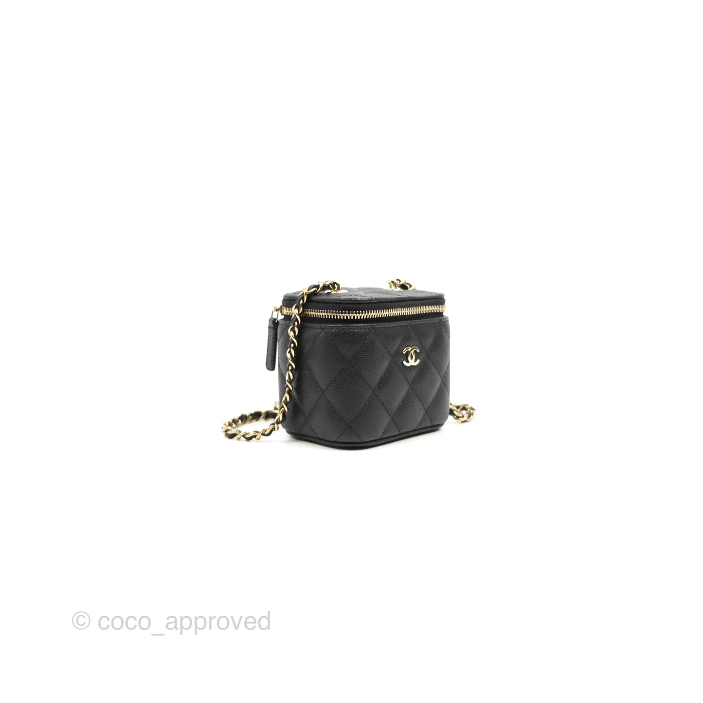 Chanel Mini Vanity With Chain Black Caviar Gold Hardware