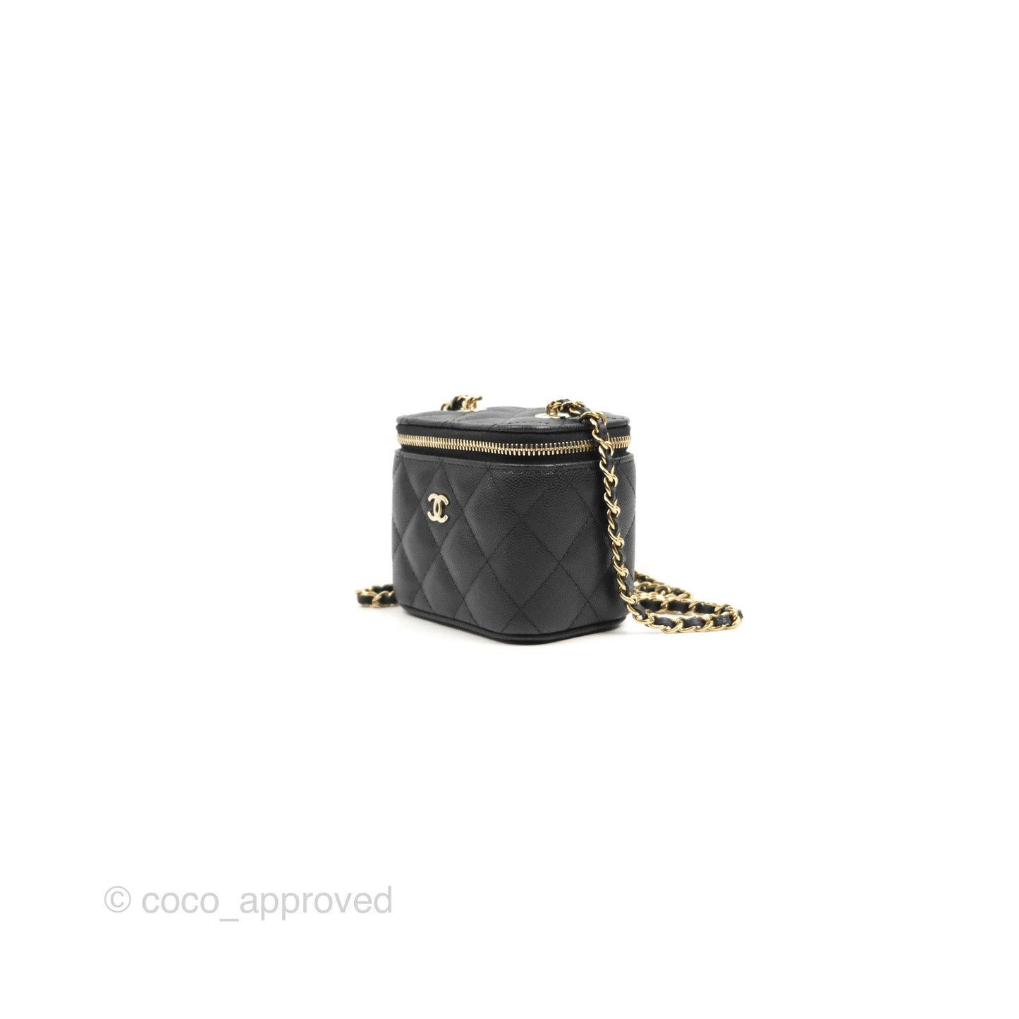 Chanel Mini Vanity With Chain Black Caviar Gold Hardware