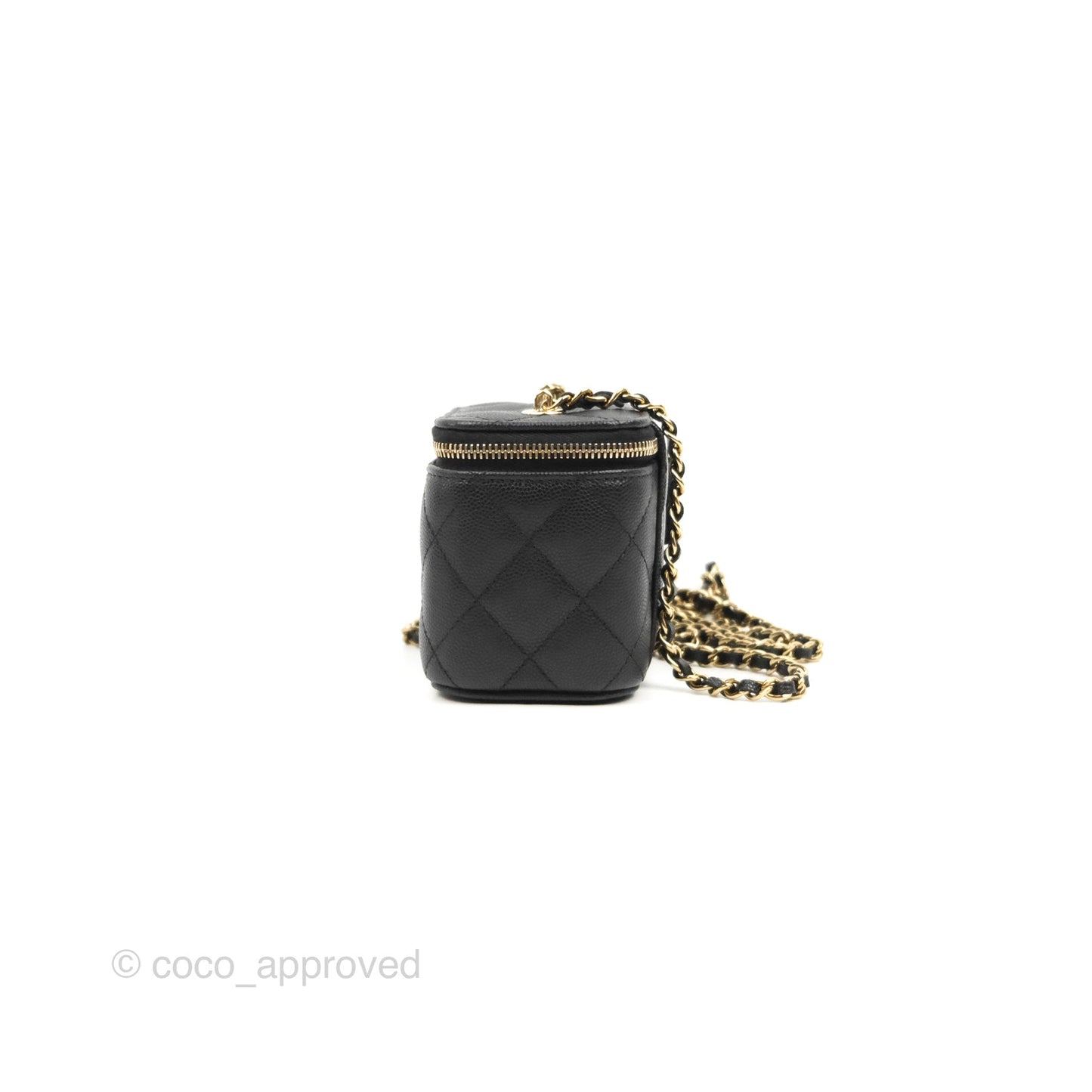 Chanel Mini Vanity With Chain Black Caviar Gold Hardware