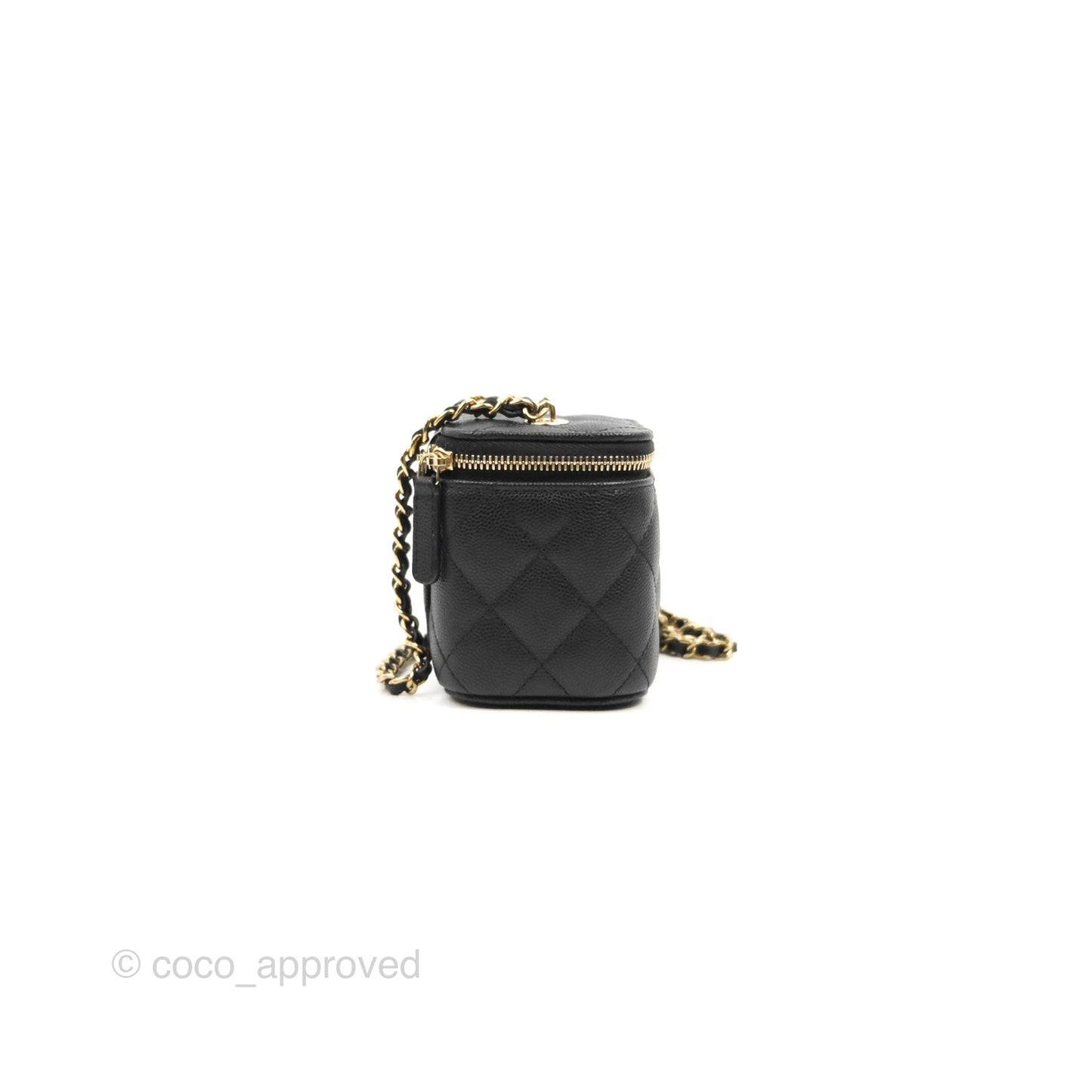 Chanel Mini Vanity With Chain Black Caviar Gold Hardware