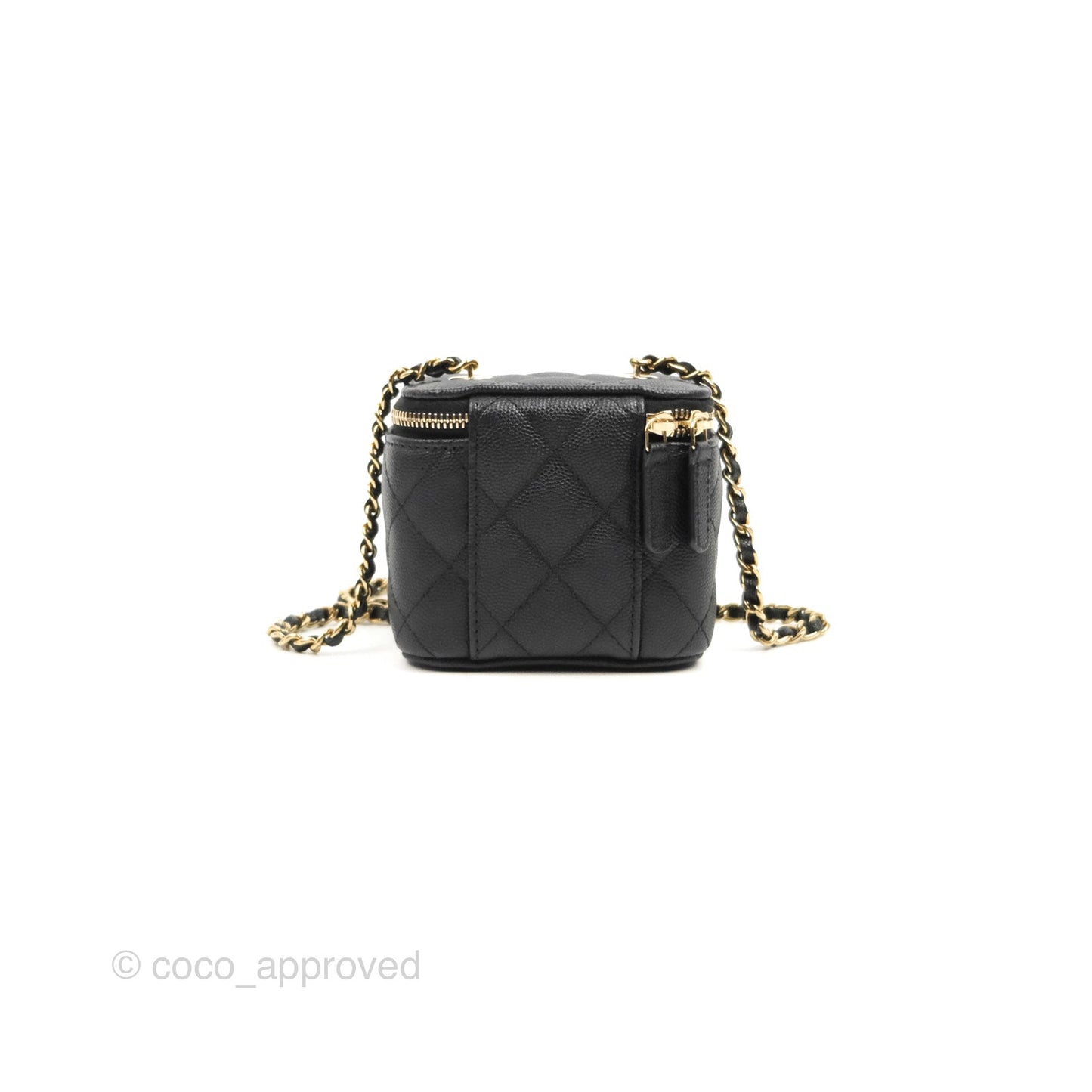 Chanel Mini Vanity With Chain Black Caviar Gold Hardware