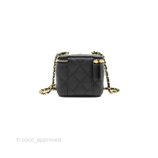 Chanel Mini Vanity With Chain Black Caviar Gold Hardware